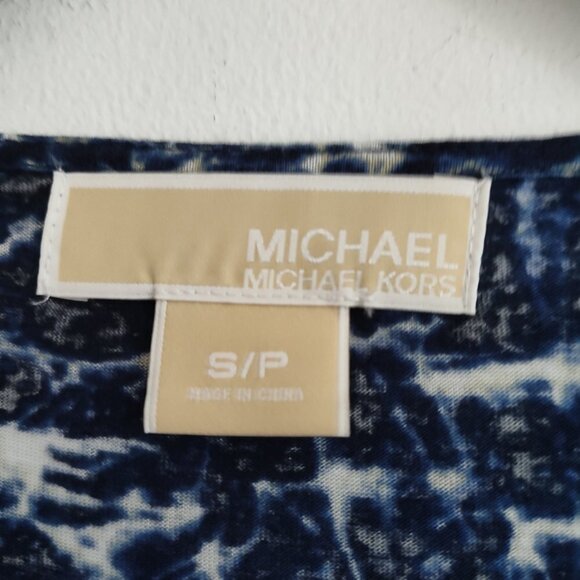 Ladies SZ S Michael Michael Kors Blue/White Tie-Dye Knit Top - Picture 4 of 4